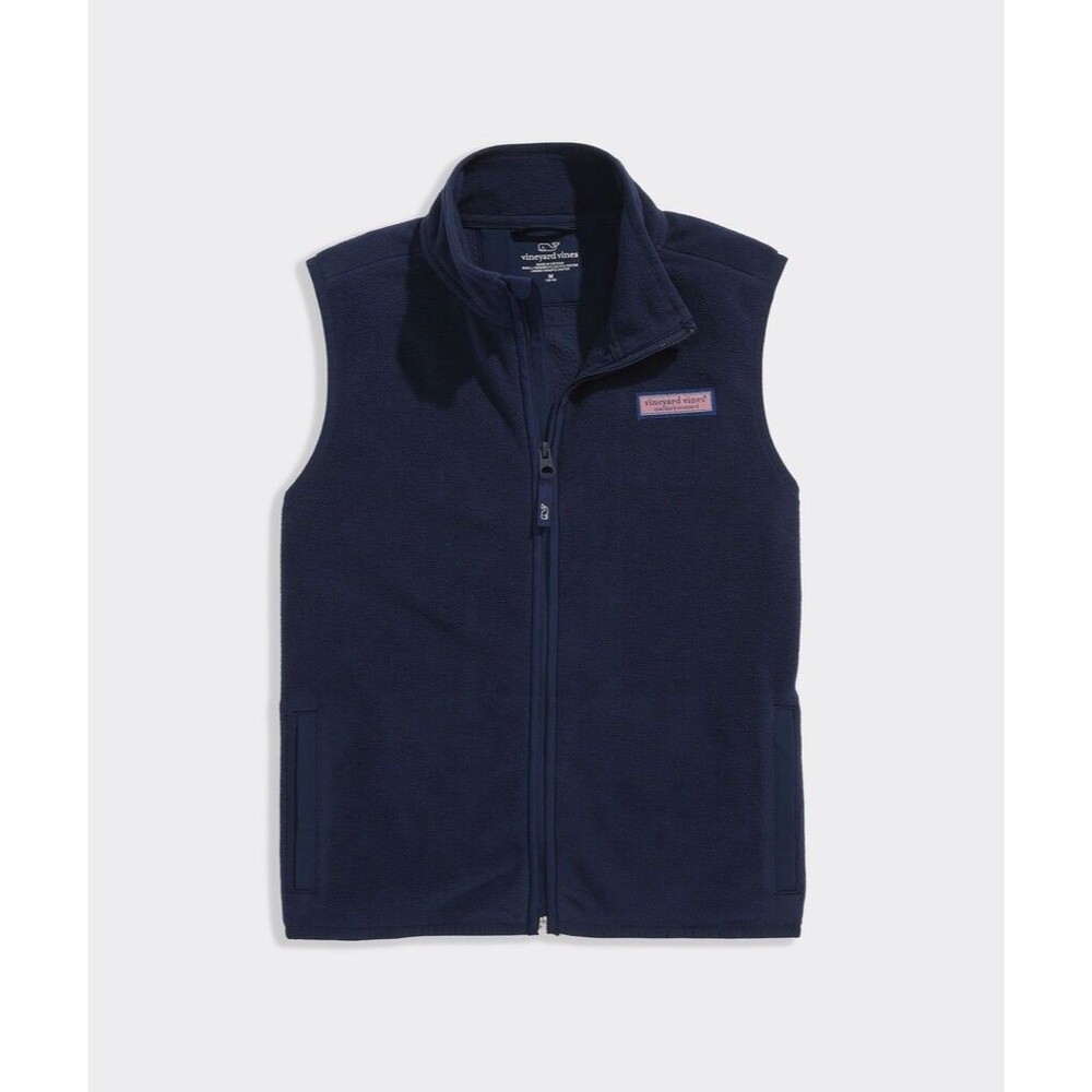 Vineyard Vines Mens Medium Navy Blue Harbor Full Zip Fleece Vest Preppy Coastal